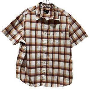 Marmot Mens XXL Orange Plaid Organic Cotton Short Sleeve Button Up Shirt G5